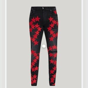 AMIRI Black Jeans with Red Stars